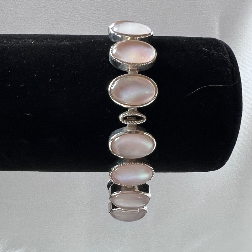 925 Sterling Silver Pink Mother of Pearl Bracelet